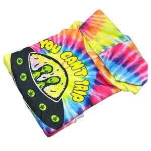 ROMWE Woman's YOU CAN'T TRIP WITH US Cropped TIE DYE Hoodie Alien Rave SMALL